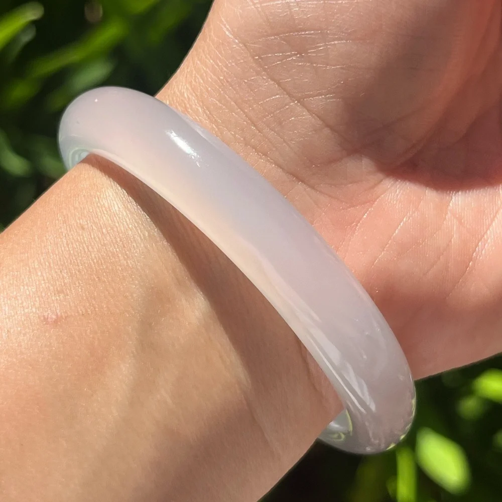 60.5mm‎ inner diameter grayish blue agate bangle 0153